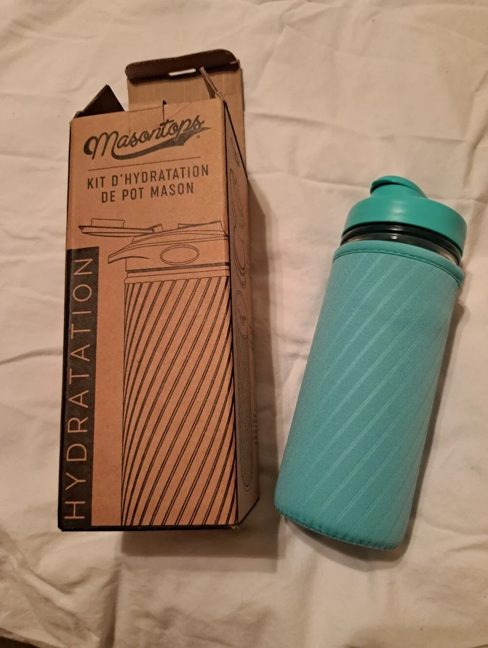 Mason Teal Hydration Kit Sleeve & Mason Jar NEW 2 Cup Capacity